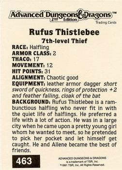 1991 TSR Advanced Dungeons & Dragons - Silver #463 Rufus Thistlebee Back