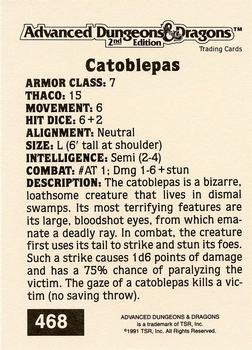 1991 TSR Advanced Dungeons & Dragons - Silver #468 Catoblepas Back