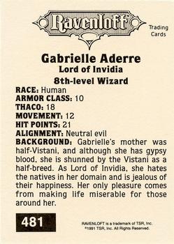 1991 TSR Advanced Dungeons & Dragons - Silver #481 Gabrielle Aderre, Lord of Invidia Back