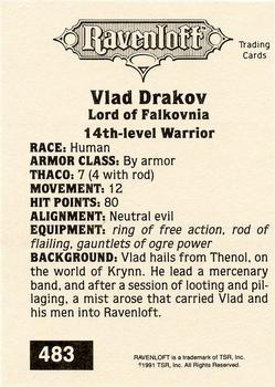 1991 TSR Advanced Dungeons & Dragons - Silver #483 Vlad Drakov, Lord of Falkovnia Back