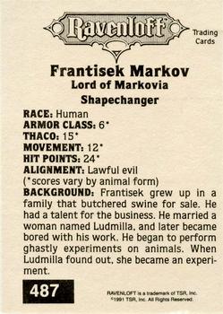 1991 TSR Advanced Dungeons & Dragons - Silver #487 Frantisek Markov, Lord of Markovia Back