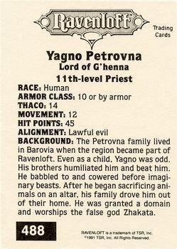 1991 TSR Advanced Dungeons & Dragons - Silver #488 Yagno Petrovna, Lord of G'henna Back