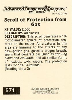 1991 TSR Advanced Dungeons & Dragons - Silver #571 Scroll of Protection from Gas Back
