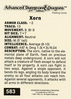 1991 TSR Advanced Dungeons & Dragons - Silver #583 Xorn Back