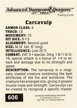 1991 TSR Advanced Dungeons & Dragons - Silver #606 Carcavulp Back
