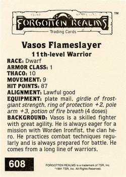1991 TSR Advanced Dungeons & Dragons - Silver #608 Vasos Flameslayer Back