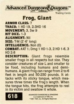 1991 TSR Advanced Dungeons & Dragons - Silver #618 Frog, Giant Back