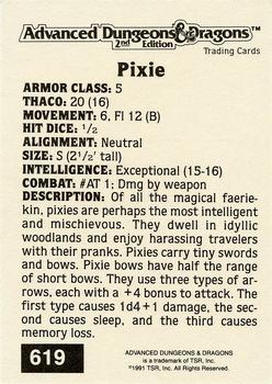1991 TSR Advanced Dungeons & Dragons - Silver #619 Pixie Back