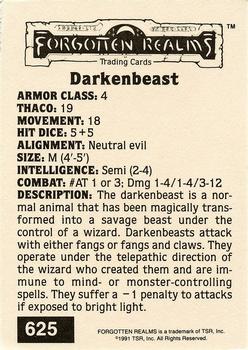 1991 TSR Advanced Dungeons & Dragons - Silver #625 Darkenbeast Back