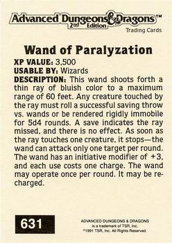 1991 TSR Advanced Dungeons & Dragons - Silver #631 Wand of Paralyzation Back