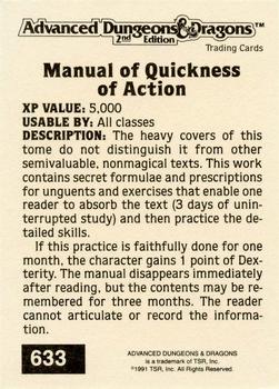 1991 TSR Advanced Dungeons & Dragons - Silver #633 Manual of Quickness of Action Back