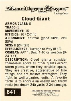 1991 TSR Advanced Dungeons & Dragons - Silver #641 Cloud Giant Back
