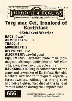 1991 TSR Advanced Dungeons & Dragons - Silver #656 Torg mac Cei, Ironlord of Earthfast Back