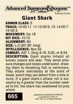 1991 TSR Advanced Dungeons & Dragons - Silver #665 Giant Shark Back