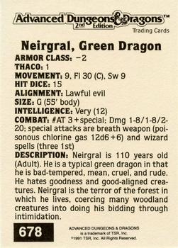 1991 TSR Advanced Dungeons & Dragons - Silver #678 Neirgral, Green Dragon Back