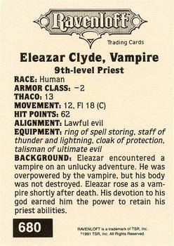 1991 TSR Advanced Dungeons & Dragons - Silver #680 Eleazar Clyde, Vampire Back