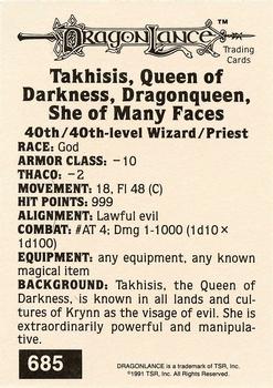 1991 TSR Advanced Dungeons & Dragons - Silver #685 Takhisis, Queen of Darkness Back