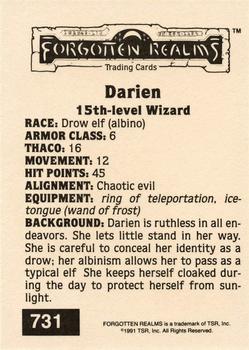 1991 TSR Advanced Dungeons & Dragons - Silver #731 Darien Back