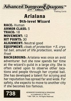 1991 TSR Advanced Dungeons & Dragons - Silver #738 Arialana Back