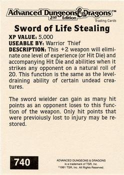 1991 TSR Advanced Dungeons & Dragons - Silver #740 Sword of Life Stealing Back