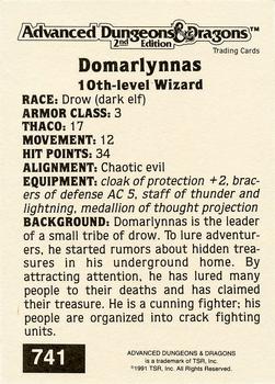 1991 TSR Advanced Dungeons & Dragons - Silver #741 Domarlynnas Back