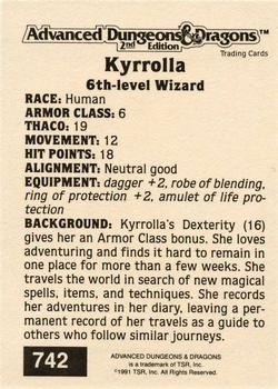 1991 TSR Advanced Dungeons & Dragons - Silver #742 Kyrrolla Back