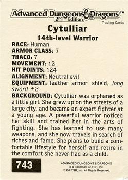 1991 TSR Advanced Dungeons & Dragons - Silver #743 Cytulliar Back