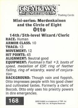 1992 TSR Advanced Dungeons & Dragons #168 Otto Back