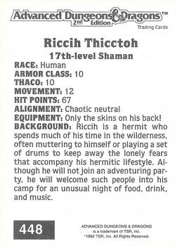 1992 TSR Advanced Dungeons & Dragons #448 Riccih Thicctoh Back