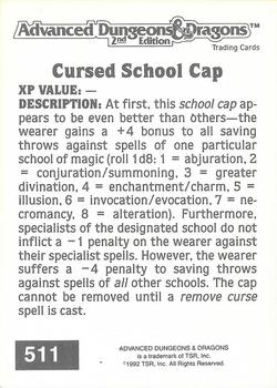 1992 TSR Advanced Dungeons & Dragons #511 Cursed School Cap Back