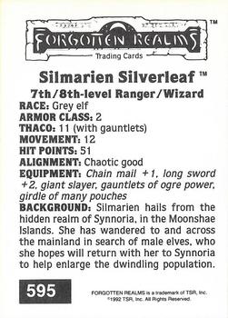 1992 TSR Advanced Dungeons & Dragons #595 Silmarien Silverleaf Back