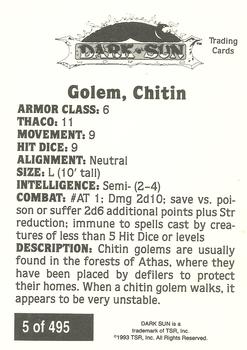 1993 TSR Advanced Dungeons & Dragons 2nd Edition #5 Golem, Chitin Back
