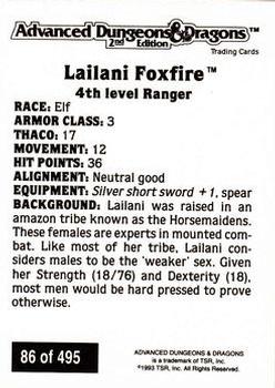 1993 TSR Advanced Dungeons & Dragons 2nd Edition #86 Lailani Foxfire Back