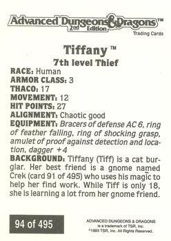 1993 TSR Advanced Dungeons & Dragons 2nd Edition #94 Tiffany Back