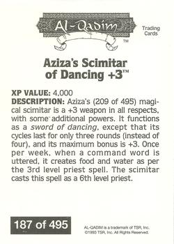 1993 TSR Advanced Dungeons & Dragons 2nd Edition #187 Aziza's Scimitar of Dancing Back