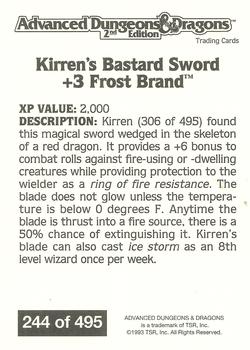 1993 TSR Advanced Dungeons & Dragons 2nd Edition #244 Kirren's Bastard Sword Back