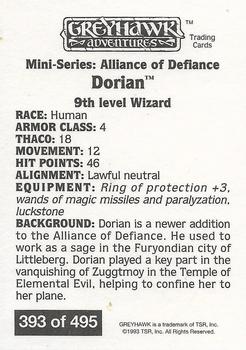 1993 TSR Advanced Dungeons & Dragons 2nd Edition #393 Dorian Back