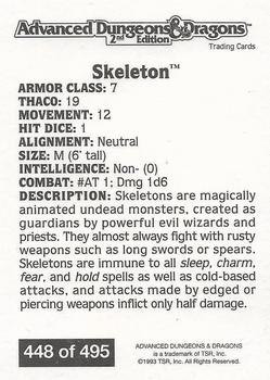 1993 TSR Advanced Dungeons & Dragons 2nd Edition #448 Skeleton Back