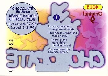 1998 Ty Beanie Babies I #1 Chocolate the Moose Back