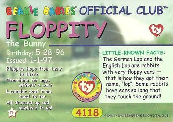 1998 Ty Beanie Babies I #76 Floppity the Bunny Back