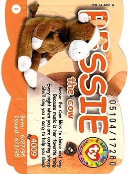 1999 Ty Beanie Babies III #1 Bessie the Brown and White Cow Back