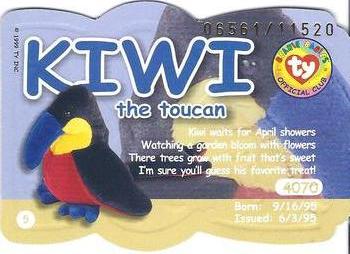 1999 Ty Beanie Babies III #5 Kiwi the Toucan Back