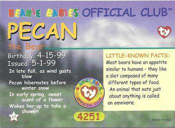 1999 Ty Beanie Babies III #17 Pecan the Gold Bear Back