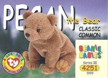 1999 Ty Beanie Babies III #17 Pecan the Gold Bear Front
