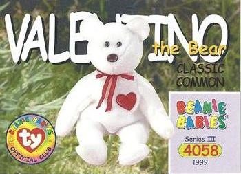 1999 Ty Beanie Babies III #18 Valentino the Bear Front