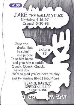 1999 Ty Beanie Babies III #23 Jake the Mallard Duck Baby Back
