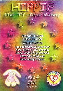 1999 Ty Beanie Babies III #53 Hippie the Rainbow Bunny Back