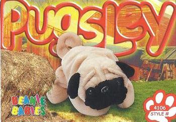 1999 Ty Beanie Babies III #120 Pugsley the Pug Dog Front