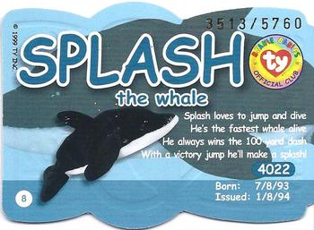 1999 Ty Beanie Babies III #8 Splash the Whale Back