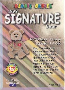 1999 Ty Beanie Babies III #32 99 Signature Bear Back